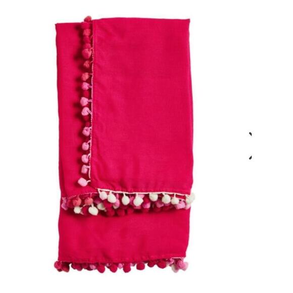 Mud Pie pink pom pom sarong beach cover up - Picture 3 of 8